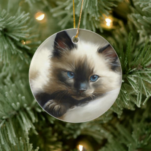 Cozy Companion Siamese Kitten Ceramic Tree Decoration