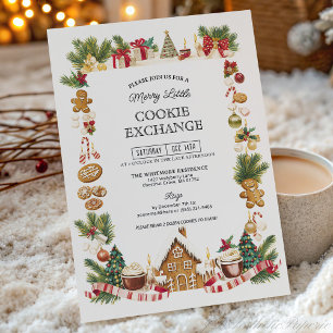 Cozy Cookie Exchange with Gingerbread House Invitation