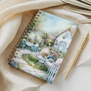 Cozy Cottage Blue Florals Blue Patio   Notebook