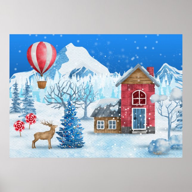 Cozy Cottage In Winter Wonderland Poster (Front)