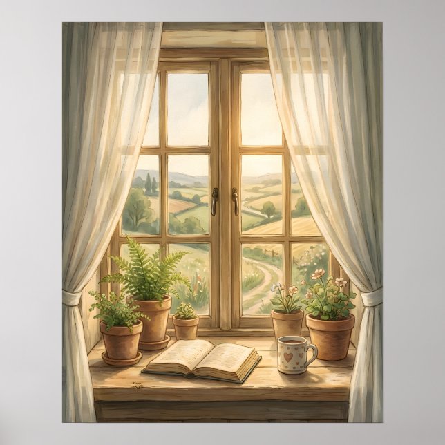 Cozy Cottage Window Interior Poster (Front)