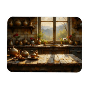 Cozy Country Kitchen at dawn Magnet