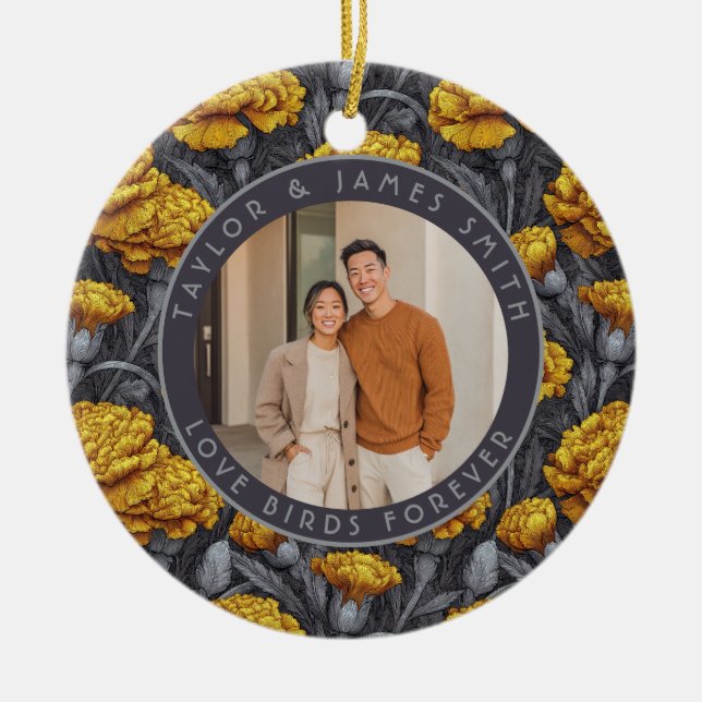 Cozy Custom Carnation Aesthetic Spring Wedding Ceramic Tree Decoration (Front)