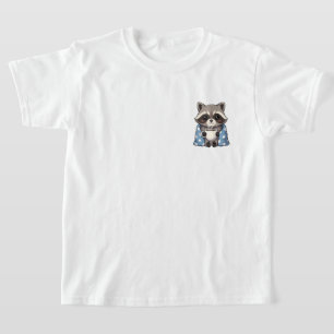 Cozy Cute Raccoon Wrapped in Polka Dot Blanket T-Shirt