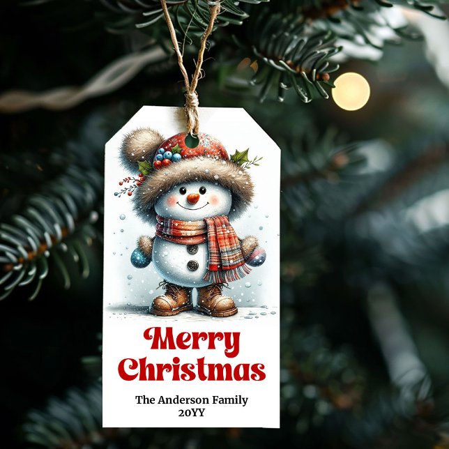 Cozy Cute Snowman Kids Christmas Gift Tag Editable (Cozy Cute Snowman Kids Christmas Gift Tag Editable Fun)