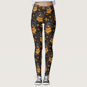 Cozy Dachshund Autumn Pattern - Dog Lovers Design Leggings
