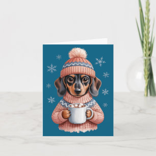 Cozy Dachshund Dog With Hot Cocoa Holiday Winter S Card
