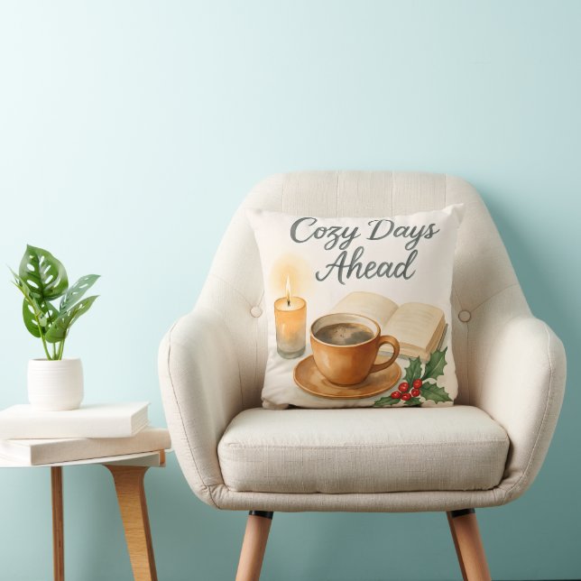 Cozy Days Ahead Watercolor Throw Pillow (Chair)
