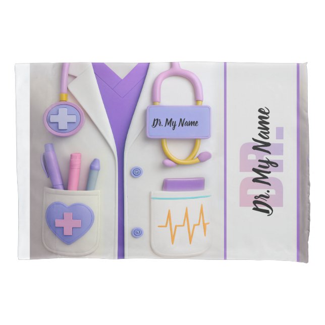 Cozy Doctor Blanket – Heart & Healing Design Pillowcase (Front)
