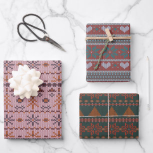 Cozy Fair Isle Christmas Sweaters Patterns Wrapping Paper Sheet