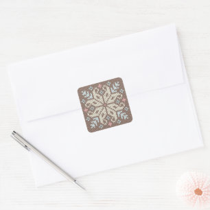 Cozy Fair Isle Knitted Pattern Christmas Square Sticker