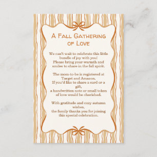 Cozy Fall Baby Shower Neutral Cream & orange Enclosure Card