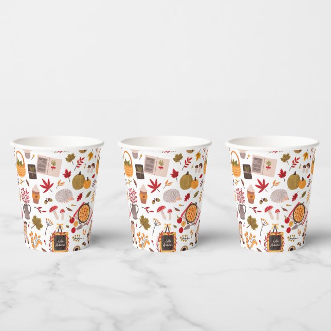 Cozy Fall Icons & Harvest Whimsy Paper Cups (Multi)
