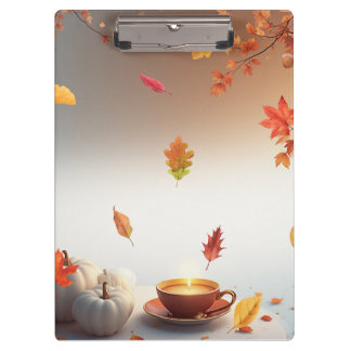 Cozy Fall Mood – Minimal Autumn Coffee Design Clipboard