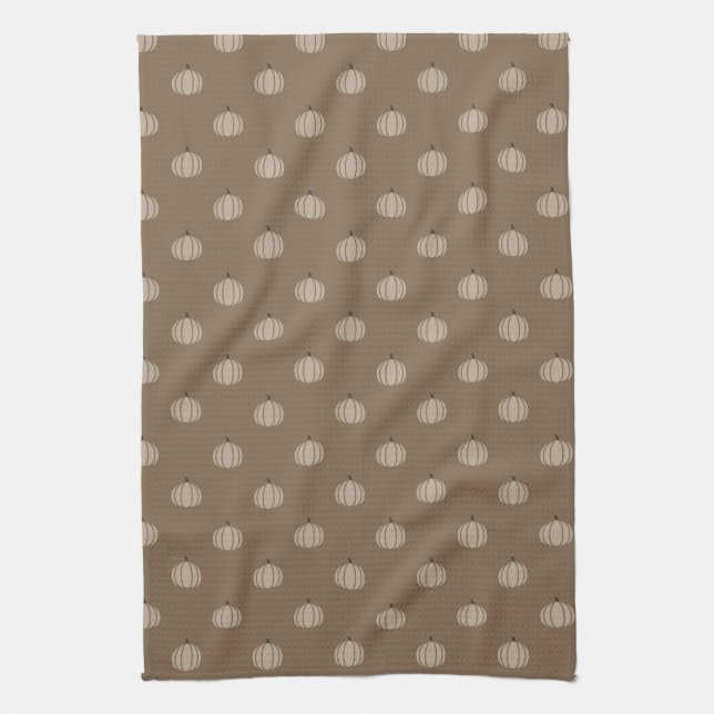 cozy fall pumpkin patterned tea towel (Vertical)