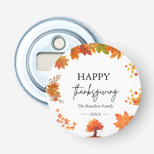 Cozy Fall Thanksgiving Dinner Party Bottle Opener (Front)
