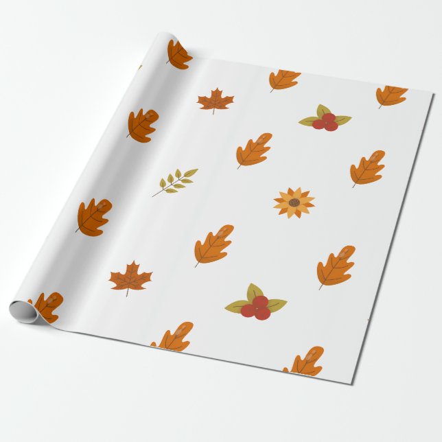 Cozy Fall Thanksgiving Dinner Party Wrapping Paper (Unrolled)