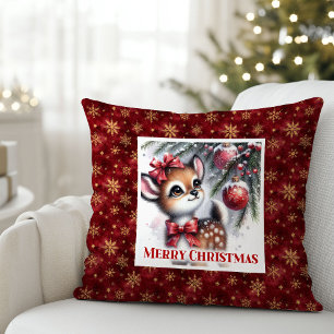 Cozy Fawn In Snow Forest Gift Room kids room decor Cushion