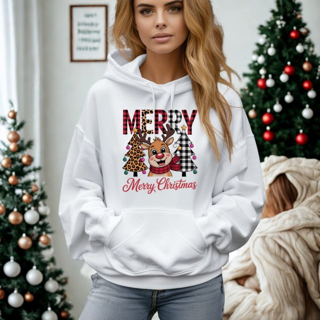 Cozy Festive Reindeer Merry Christmas Hoodie (Creator Uploaded)