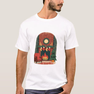 Cozy Fireplace Glow - Holiday Hearth Design T-Shirt