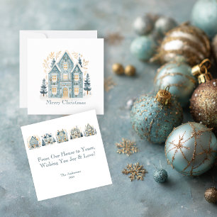 Cozy Folk Art Holiday Houses Flat Card