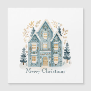 Cozy Folk Art Holiday Houses Magnetic Card