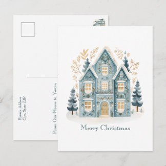 Cozy Folk Art Holiday Houses Postcard