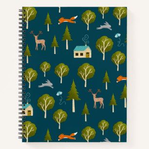 Cozy Forest Cabin and Animals Notebook
