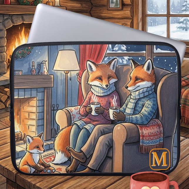 Cozy Fox Family Custom Monogram Laptop Sleeve (Creator Uploaded)