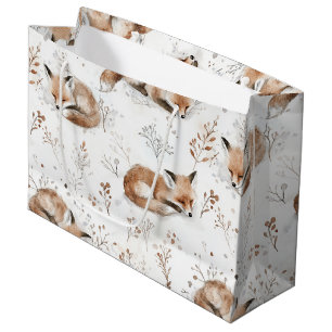 Cozy Foxes Animals Christmas Large Gift Bag