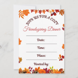 Cozy Friendsgiving Dinner Art Invitation