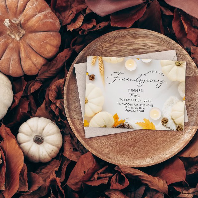 Cozy Friendsgiving Thanksgiving Pumpkin Dinner Invitation (Creator Uploaded)