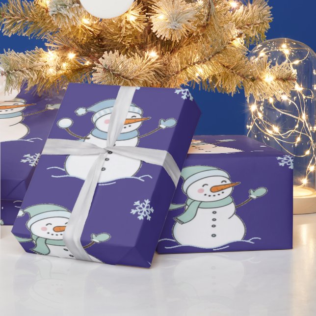 Cozy Frosted Snowman Winter Wrapping Paper (Holidays)