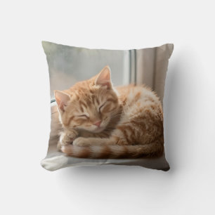 Cozy Ginger Cat Sunbathing Nap Cushion