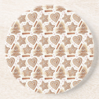 Cozy Gingerbread Cookie Seamless Pattern Coaster