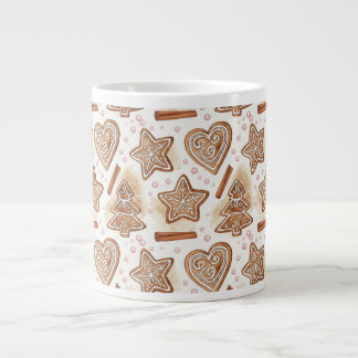 Cozy Gingerbread Cookie Seamless Pattern Large Coffee Mug