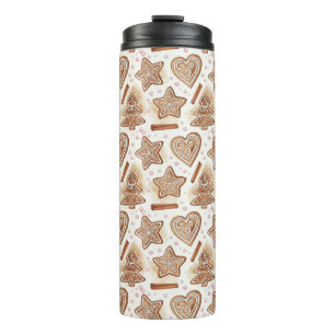 Cozy Gingerbread Cookie Seamless Pattern Thermal Tumbler