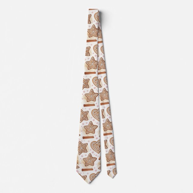 Cozy Gingerbread Cookie Seamless Pattern Tie (Front)