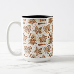 Cozy Gingerbread Cookie Seamless Pattern Two-Tone Coffee Mug