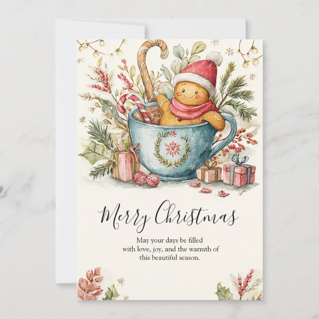 Cozy Gingerbread Holiday Delight Card (Front)