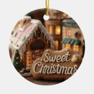 Cozy Gingerbread House and "Sweet Christmas" Ceramic Tree Decoration