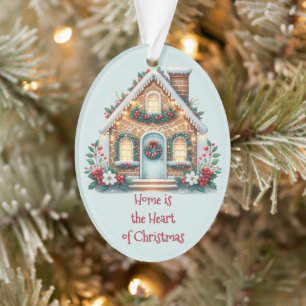 Cozy Gingerbread House Holiday Illustration Ornament