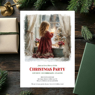 Cozy girl awaits Santa printable Christmas invite