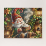 Cozy Gnome Coffee Jigsaw Puzzle<br><div class="desc">Cozy Gnome Coffee
Art/illustration
colorful
customizable</div>