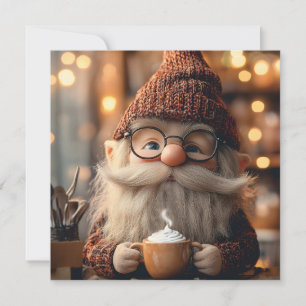 Cozy Gnome Enjoying a Cup of Hot Cocoa Holiday Card