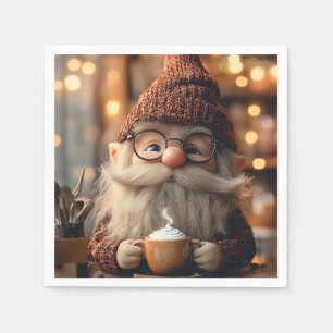 Cozy Gnome Enjoying a Cup of Hot Cocoa Napkin