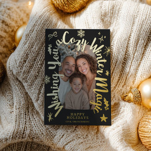 Cozy Gold Script Hand drawn Christmas Photo