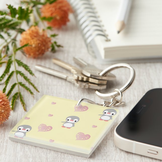 Cozy Heart Warming Penguin Key Ring (Front Right)