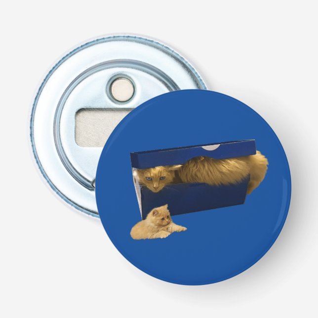 "Cozy Hideaway: The Ginger Cat in the Shoe Box" Bottle Opener (Front)