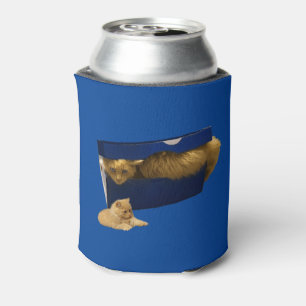 "Cozy Hideaway: The Ginger Cat in the Shoe Box" Can Cooler